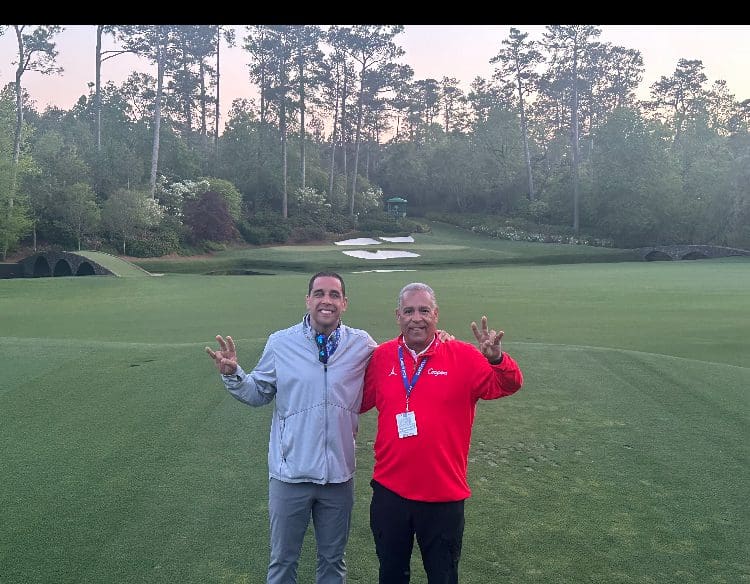 Kellen Sampson and Kelvin Sampson walked Augusta together at the Masters. Thanks to Jim Nantz.