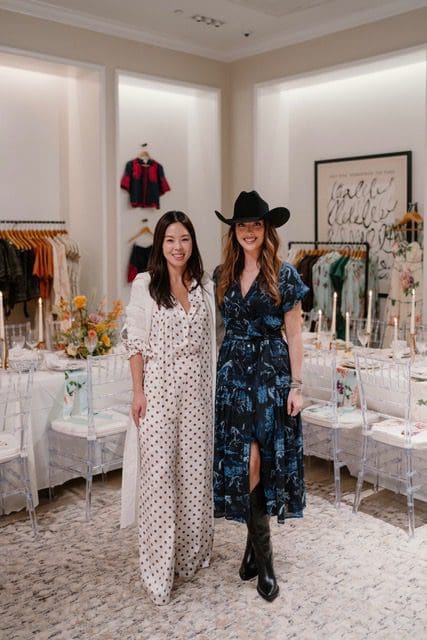 Designer Christy Lynn and Pell 1990's Courtney Wilkerson showcase Western-inspired style during Houston Rodeo season. (Photo courtesy Kelsey Horner)