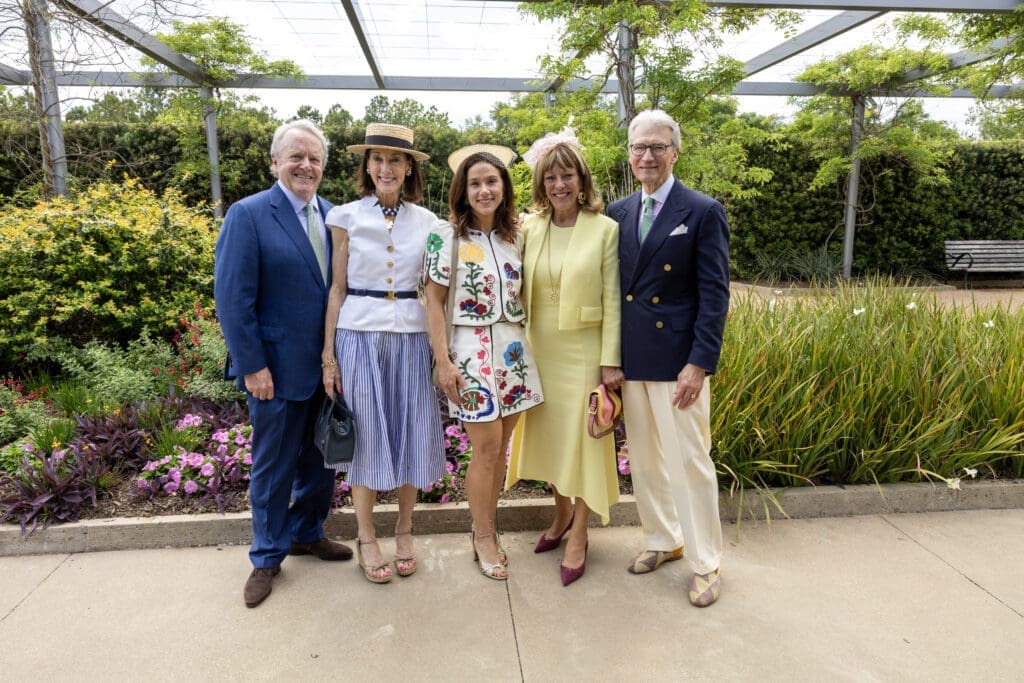 Jay Baker, Susie Criner, Krystal Thompson, Franci Neely, Sanford Criner at the Hermann Park Conservancy 'Hats in the Park' luncheon (Photo by Jenny Antill)