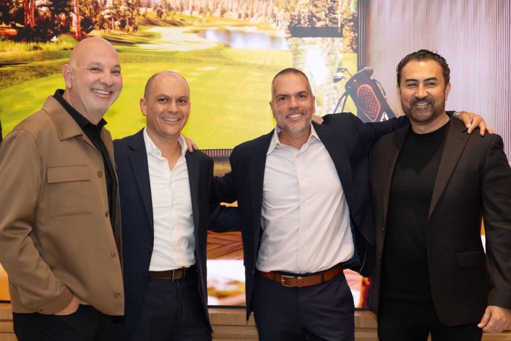 Rick Perez, Adrien Llerena, Gustavo Gradvohl, Nabil Issa at the gala opening of the Ritz-Carlton Residences, Houston sales office (Photo by Albert Chen Photography)