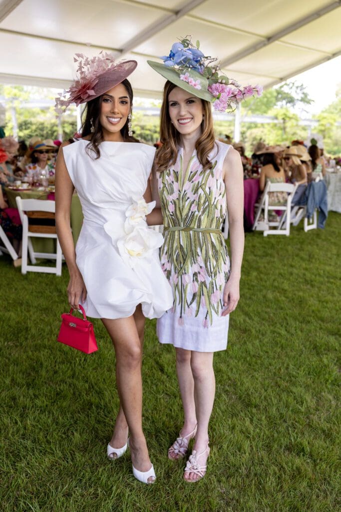 Zinat Ahmed, Heather Almond at the Hermann Park Conservancy 'Hats in the Park' luncheon (Photo by Jenny Antill)