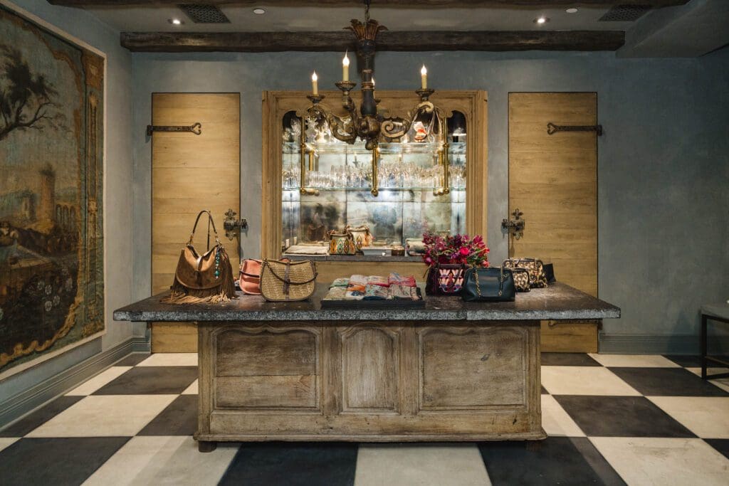 The Etro handbag collection on view for a VIP showing at Hotel Granduca  (Photo by Johnny Than)
