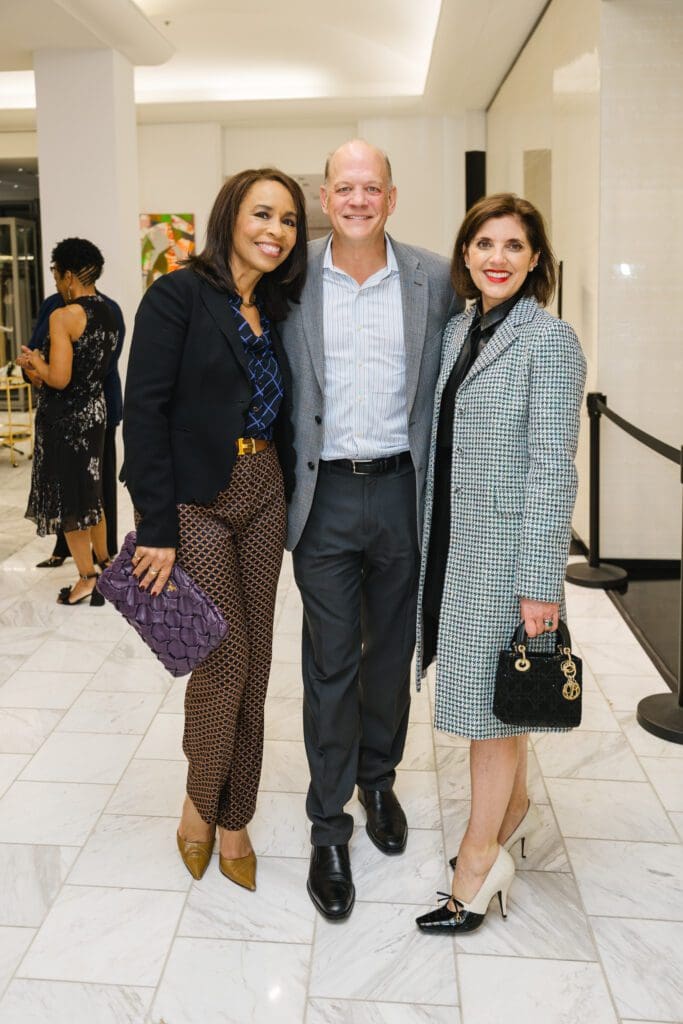 Gina Gaston, Rob Pierce, Stacey Lindseth at the PaperCity Philanthropy in Fashion Best Dressed announcement party (Photo by Johnny Than)