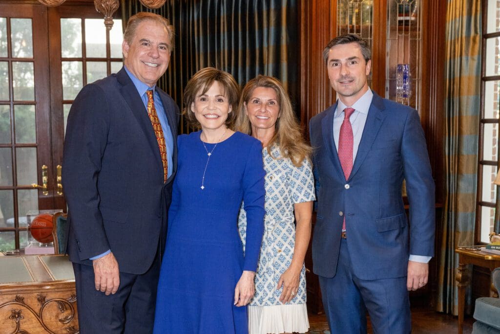 Timothy Corrigan, Hallie Vanderhider, Becky & Frederic de Joybert at the French Heritage Society Houston chapter’s inaugural event (Photo by Jacob Power)