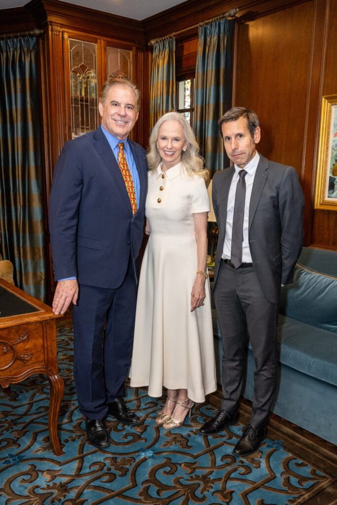 Timothy Corrigan, Susan Sarofim, French Consul General Frank Marchetti at the French Heritage Society Houston chapter's inaugural event (Photo by Jacob Power)