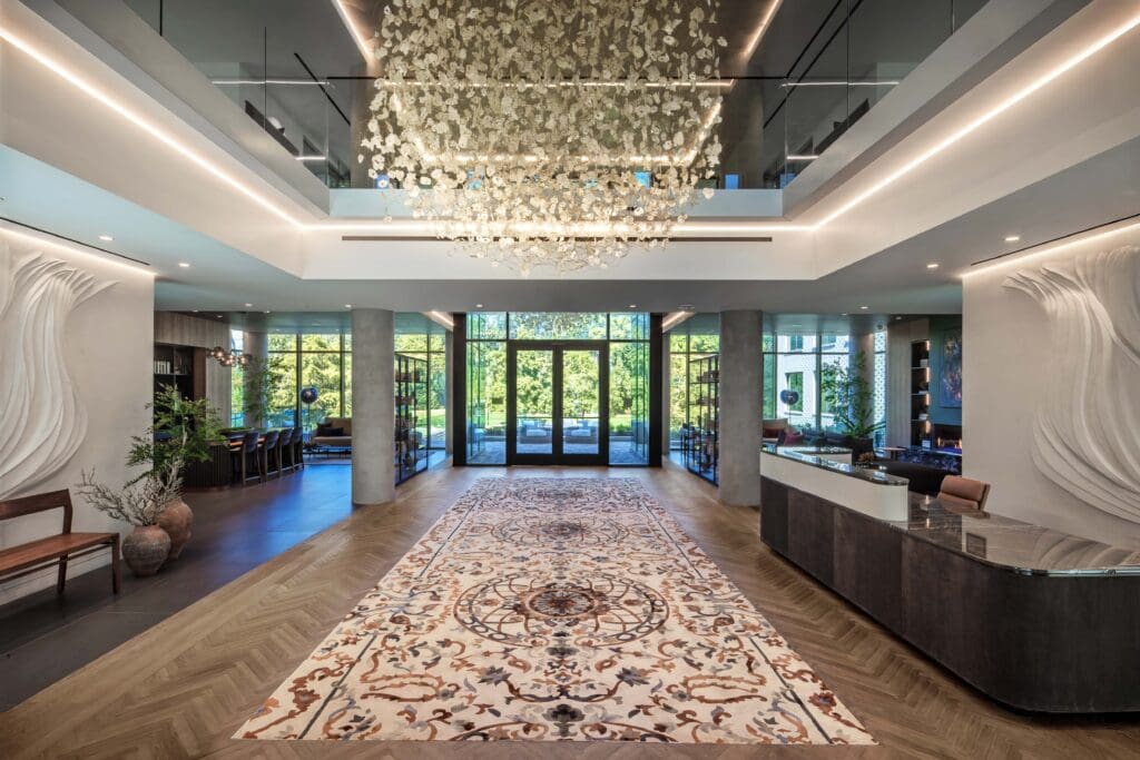 Yuriko Yamaguchi's untitled resin and wire sculpture is visible from the first and second floors of 1 Riva Row. (Photo by Eric Laignel, courtesy of MaRS Culture)