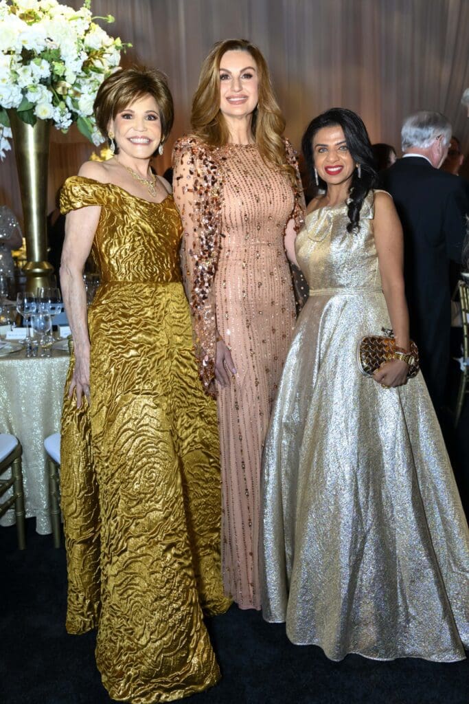 Hallie Vanderhider, Brigitte Kalai, Farida Abjani at the Houston Grand Opera ball (Photo by Michelle Watson/Catchlight Group)