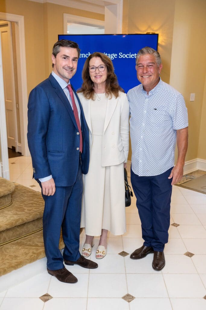 Frederic de Joybert, Stacie & Rod Pitts at the French Heritage Society Houston chapter's inaugural event (Photo by Jacob Power)