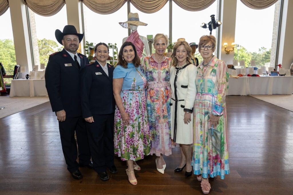 Captain Jeremy Walker, Captain Michelle Walker, Lesha Elsenbrook, Pam Sengelmann, Dodi Willingham, Maggie Austin at the Salvation Army Auxiliary Reflections on Style luncheon