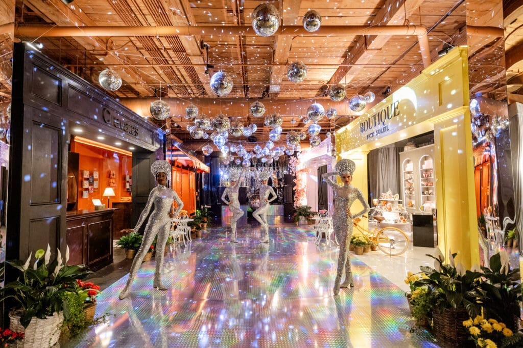 New York City-based, global event planner, JoAnn Gregoli, transformed into both Studio 54 AND the streets of Paris. (Photo by Anastasiia Photography)