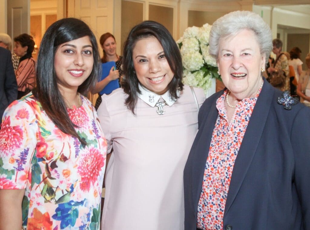 The gallery team: Jayni Karsan, Yvonne Garcia, Geri Hooks at Houston Center for Contemporary Craft Luncheon, 2017