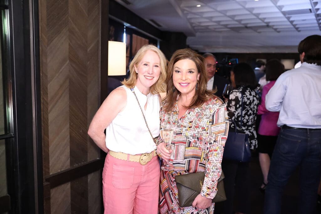 Liz Yoder, Lara Baker at the Steak 48 dinner salute to Dress for Success Houston (Photo by Quy Tran)