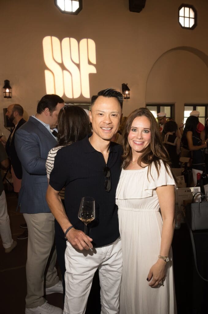 SSF board president Dr. Kevin Gee & Brandi Montgomery at Southern Smoke Foundation's Decanted Wine Auction held at Lott Hall in Hermann Park (Photo by Daniel Ortiz)