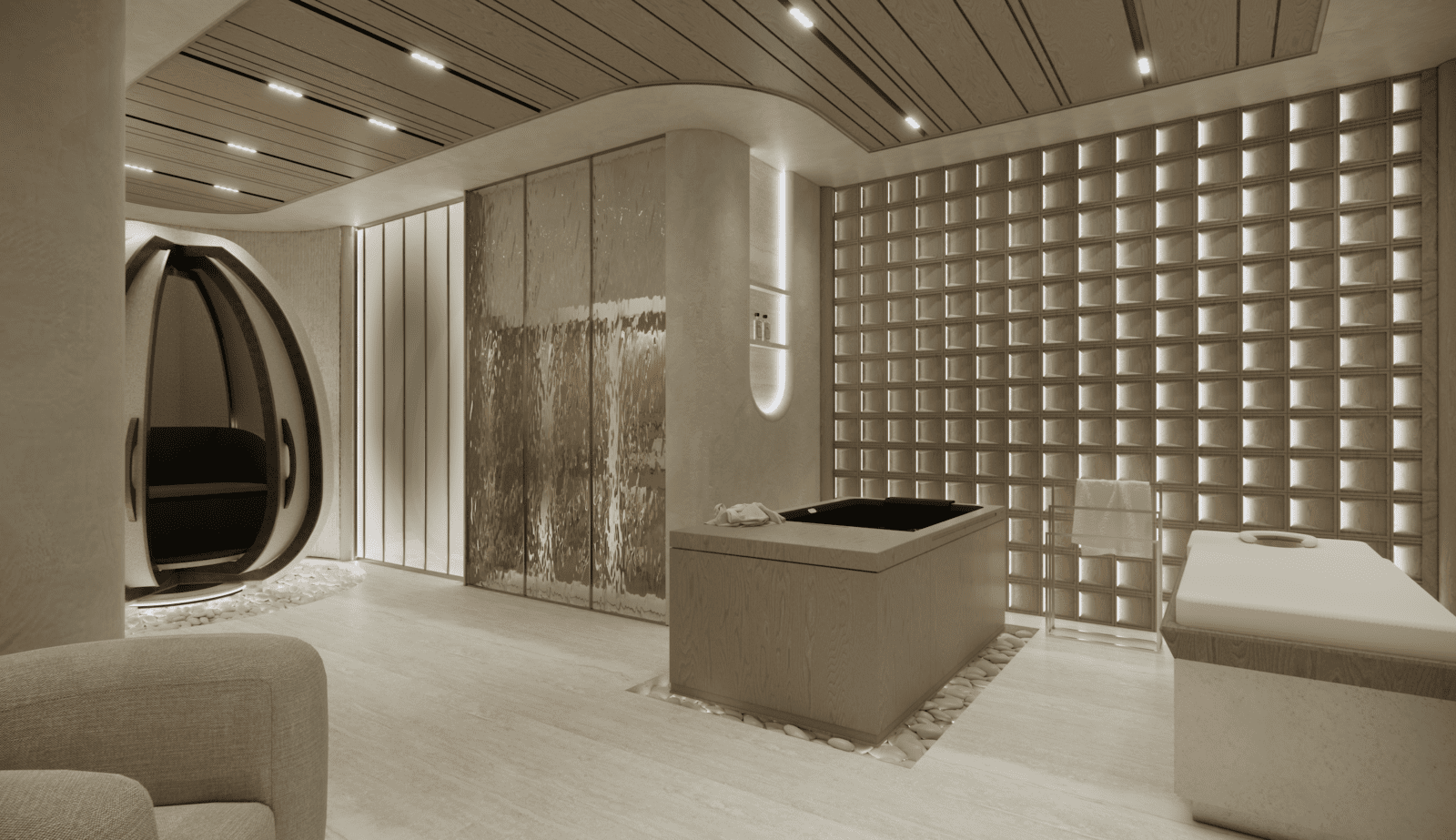 Each residence includes an in-residence wellness suite, known as a Merkaba Room, with features such as in-unit circadian lighting, elevated oxygen systems, personalized wellness programming and more meant to support human potential and longevity.