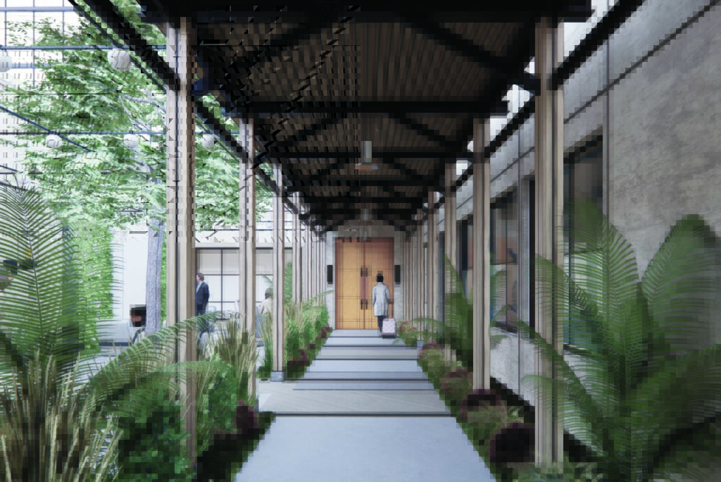 A rendering of The Greenleigh’s entrance.