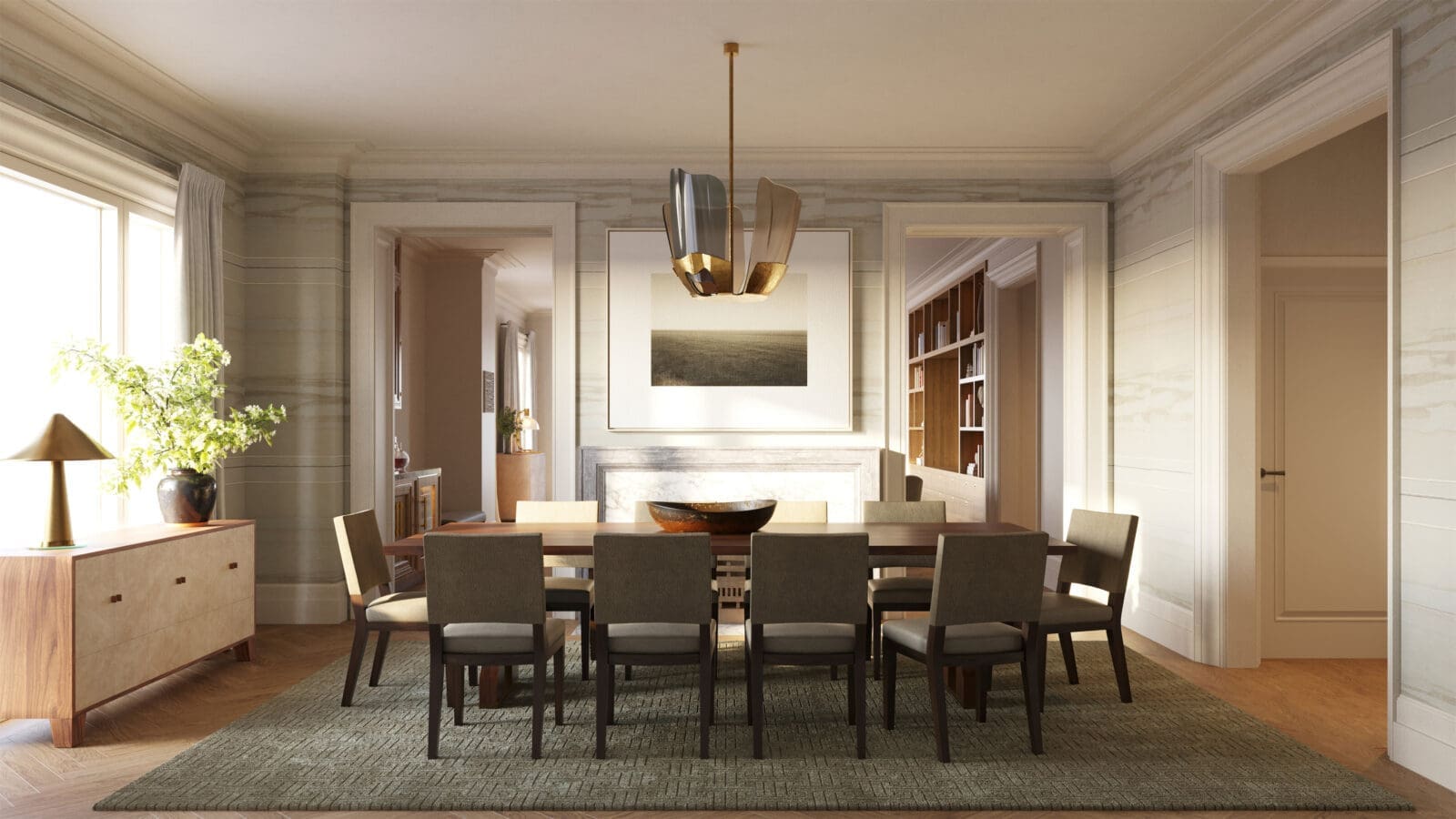 A dining room at the upcoming Rosewood Residences.