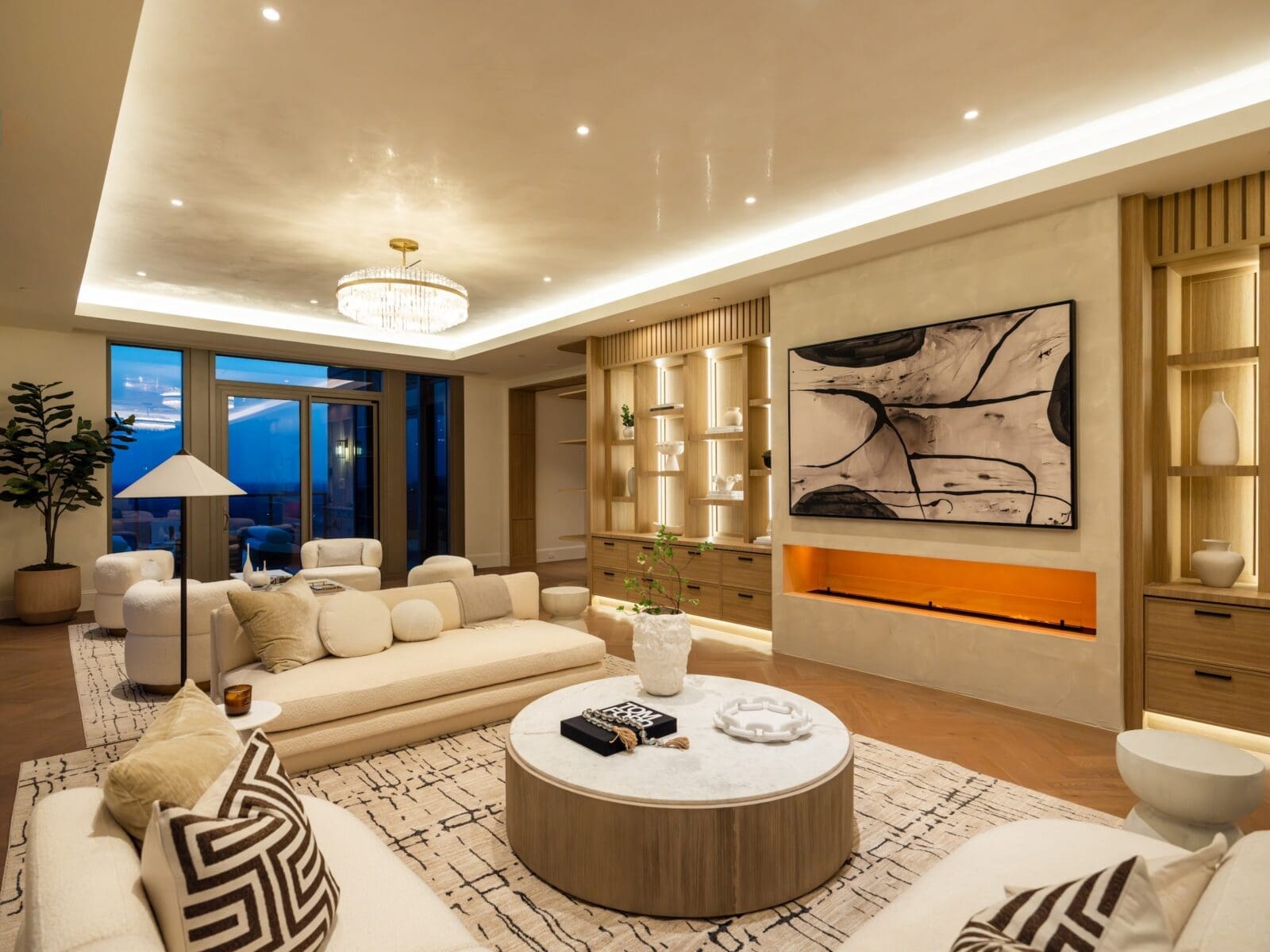 One of several entertaining areas in the penthouse at Belfiori (Photo by Harry Stonhill)