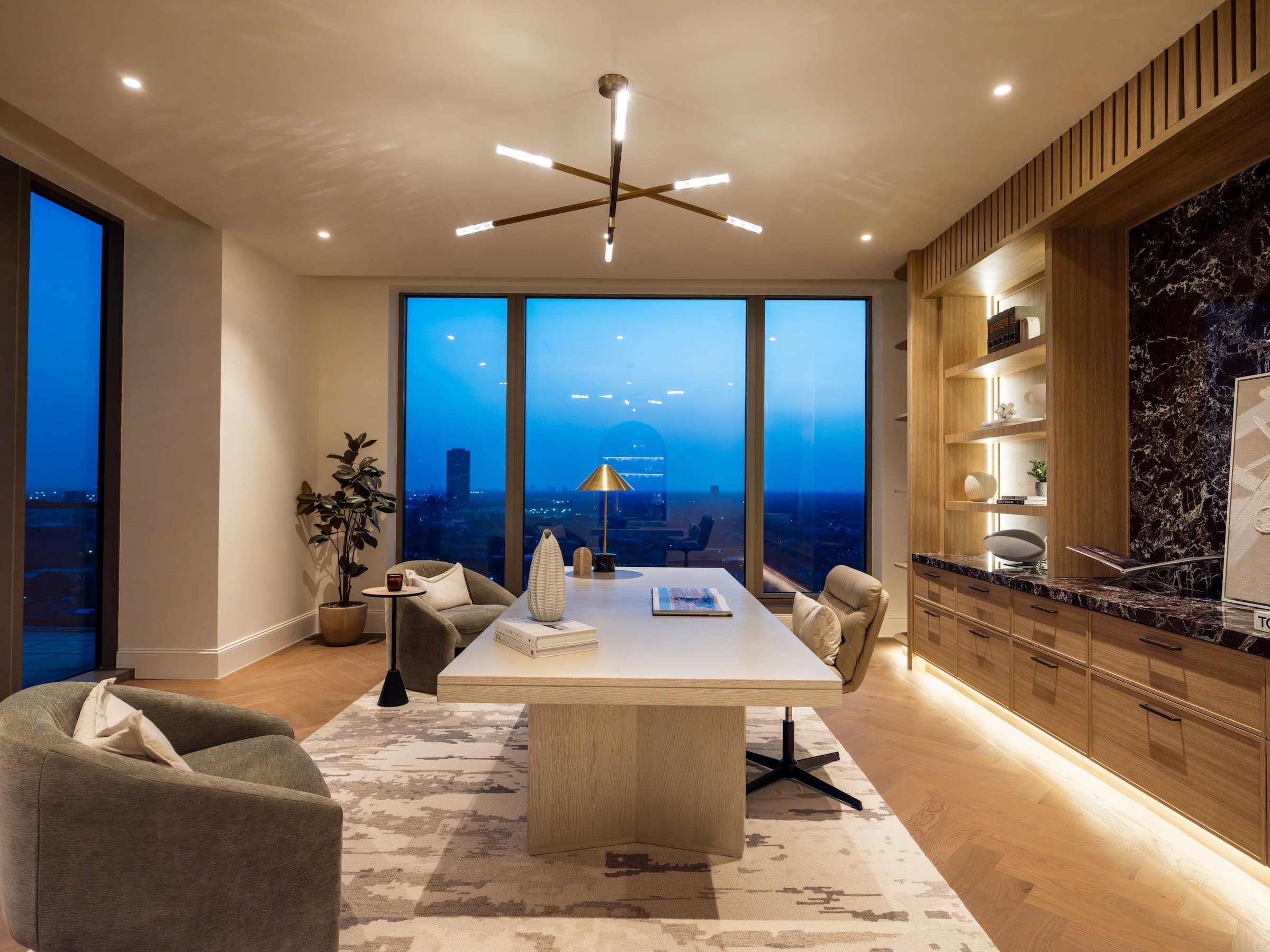 A study/office in the 8,689 square foot penthouse in the Belfiore is part of the $11 million package.