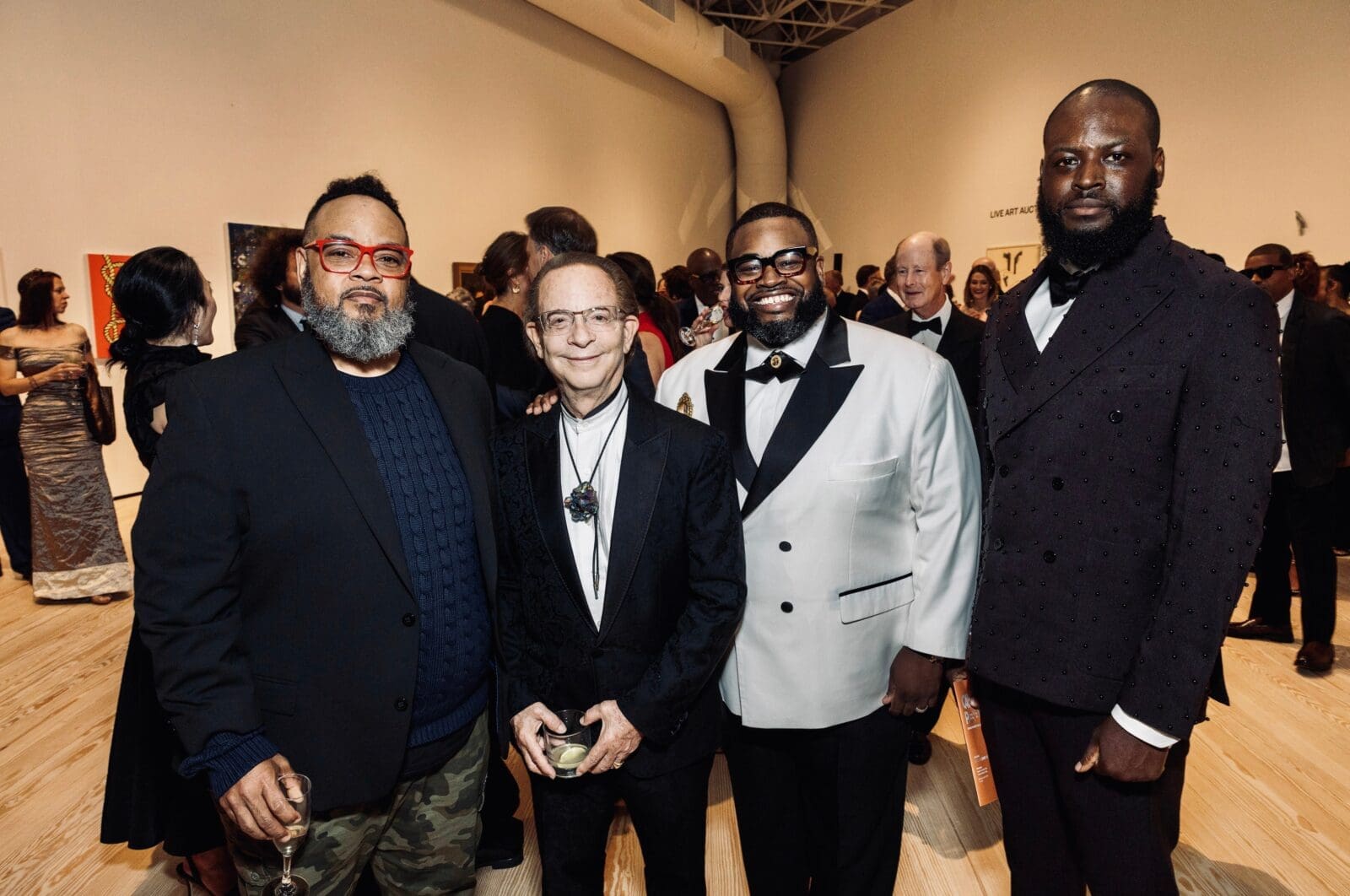 Robert Pruitt, Lester Marks, Jackson Smith, Timi Etebu at CAMH Party: 2026 Annual Benefit and Art Auction (Photo by Jenny Antill Clifton)