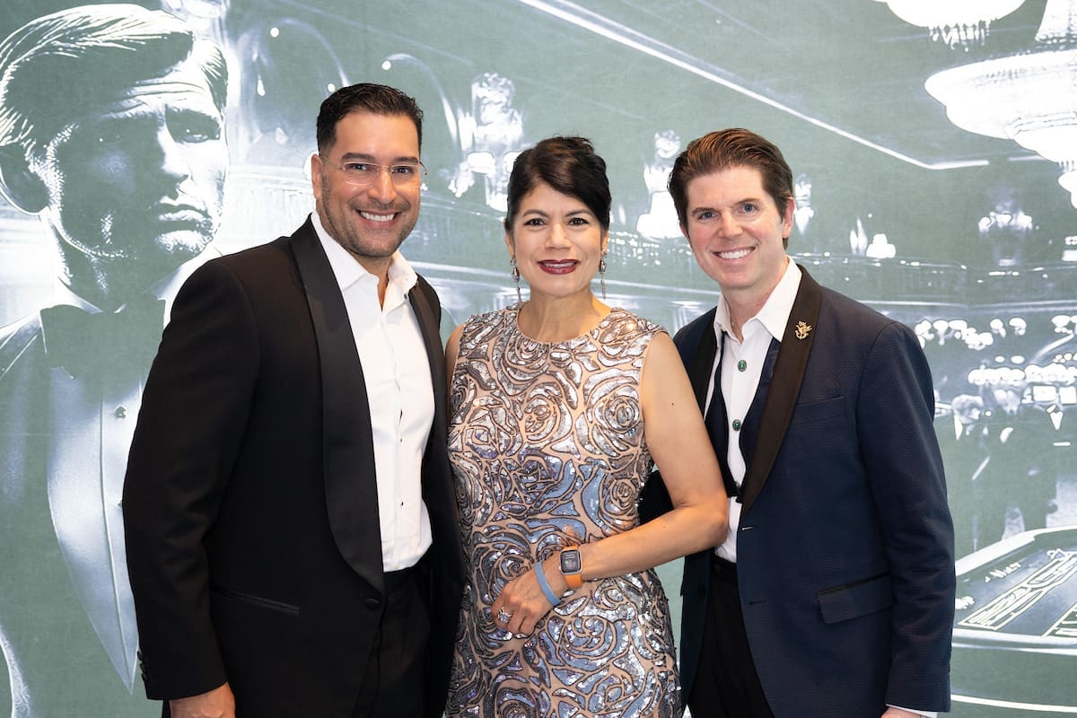 Joshua Espinedo, Texas Senator Carol Alvarado, Nathan Reedy at the Victory Houston gala (Photo by Wilson Parish)