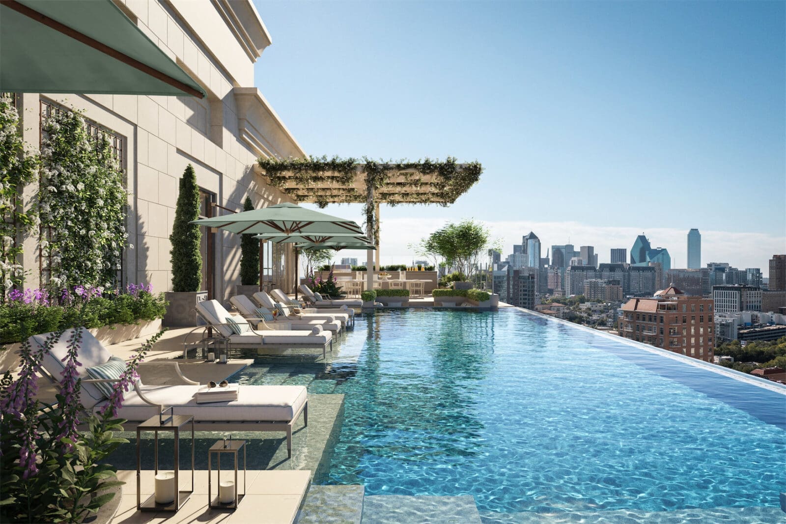 Rooftop garden and pool at Rosewood Residences Turtle Creek.