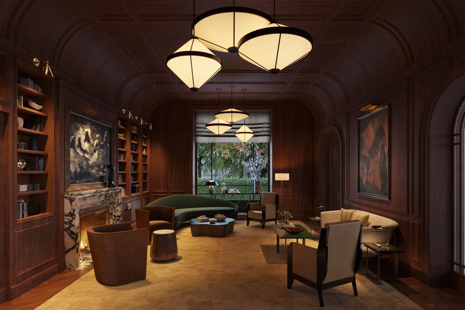 The ground floor lounge at Rosewood Residences Turtle Creek.