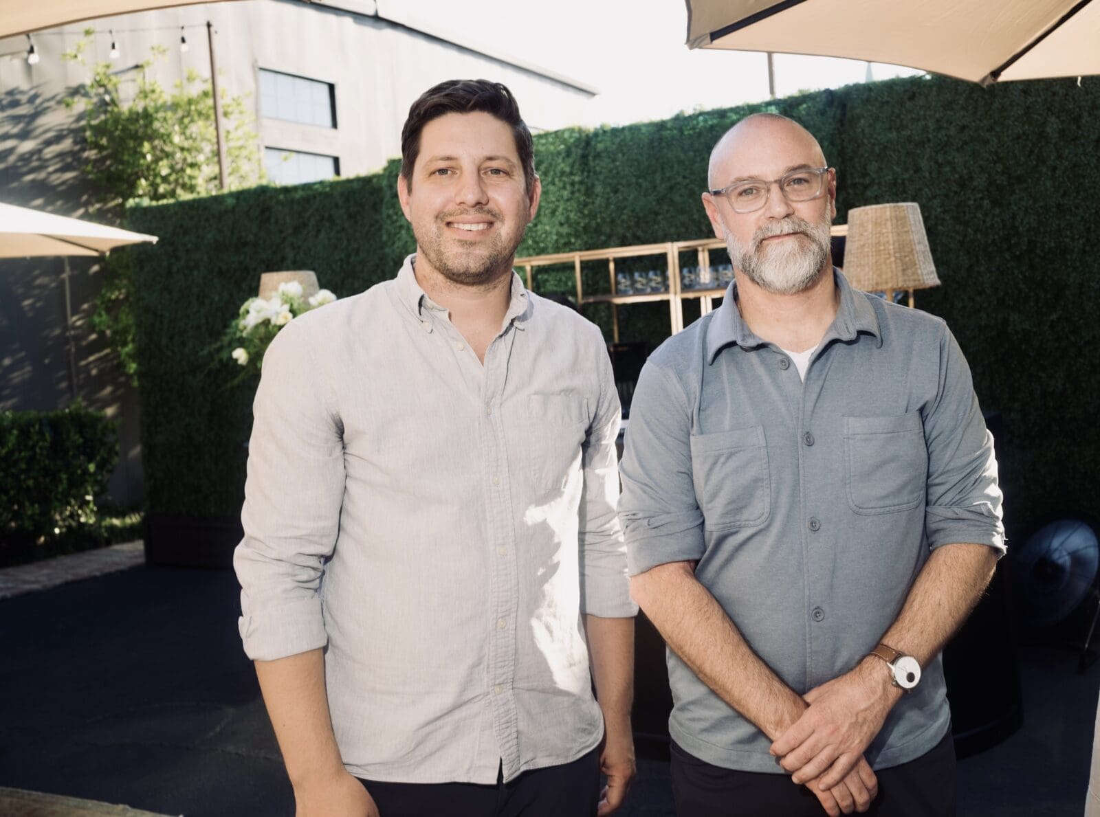 Josh Canez, Peter Klein at the Matt Camron Rugs celebration of its partnership with Rose Uniacke