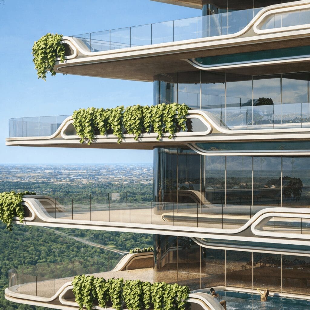 At Houston's new KA Residences, each two-bedroom residence will have a covered balcony with outdoor kitchen, and three-bedroom residences have a pool, jacuzzi and outdoor shower. 