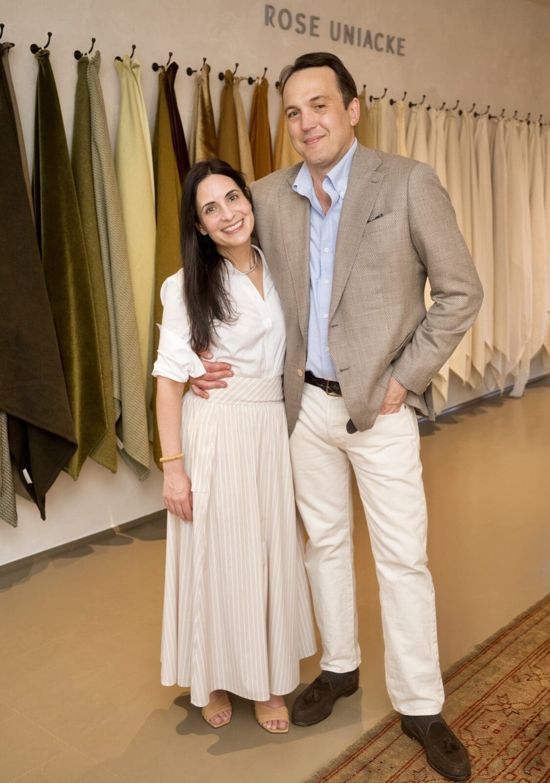 Liz Esfahani, Rob Willey at the Matt Camron Rugs celebration of its partnership with Rose Uniacke (Photo by Daniel Ortiz)