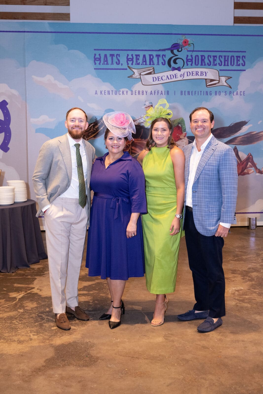 Mattison May, Lisa Iparrea, Shelby & Matthew Seligmann at Bo's Place 'Hats, Hearts & Horseshoes: A Decade of Derby' (Photo by Wilson Parish)