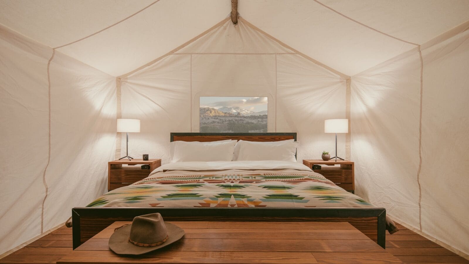 All of the tents at ULUM Moab boast plush beds and even electric blankets for chilly nights. 