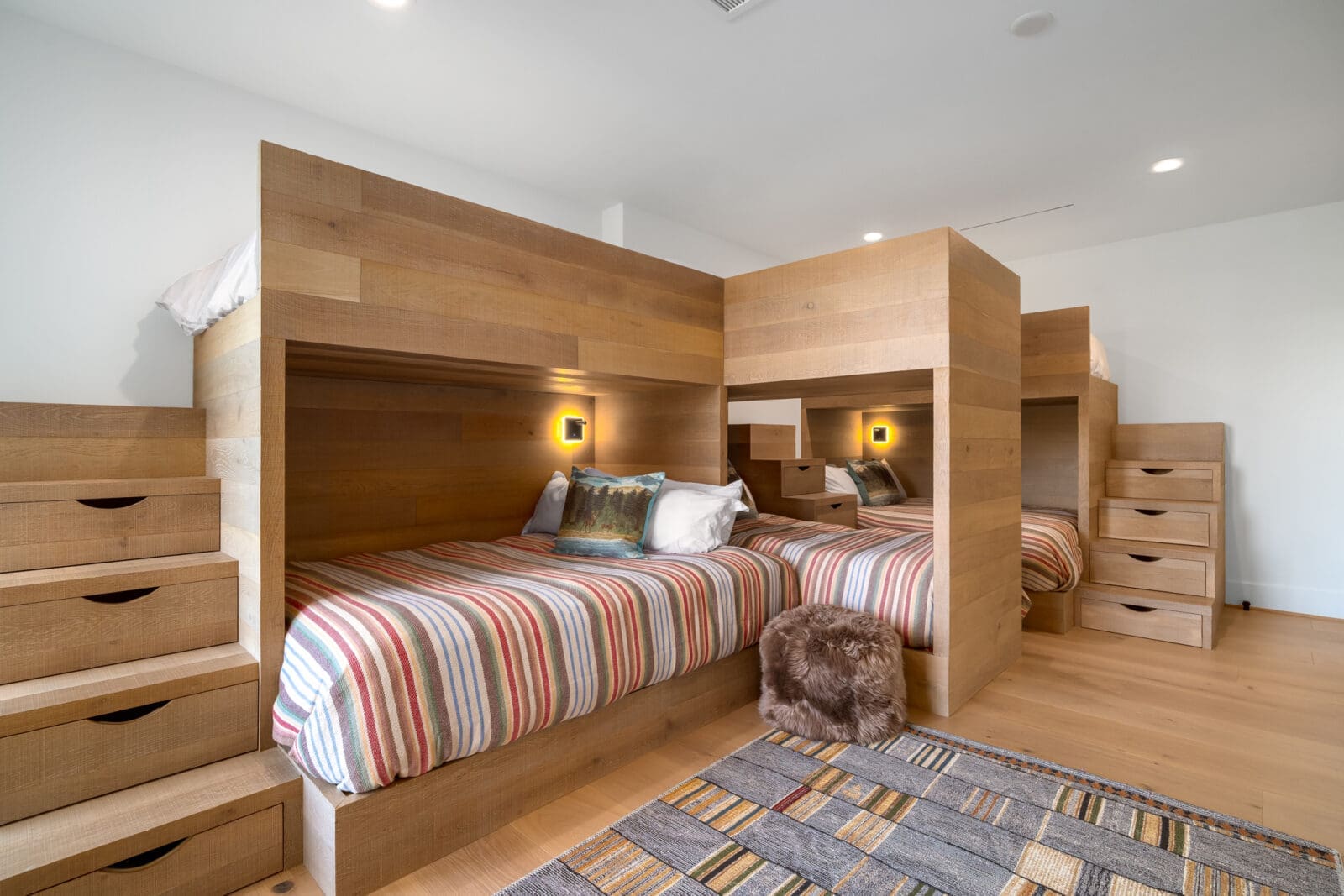 A custom bunk room is ideal for multi-generational visitors.