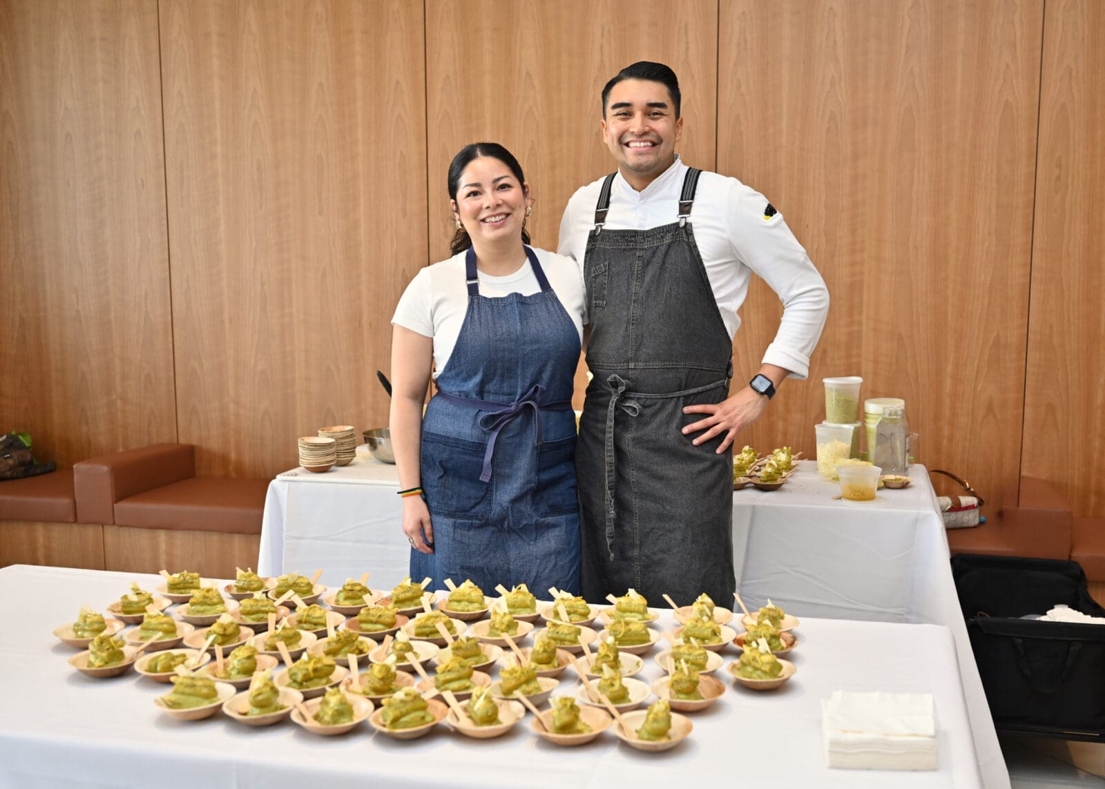 Doc's Jazz Club's Chef Jose Avila, Daniella Rea with Rose Coconut Pistachio Tiramisu at the Cardamon Challenge at Ismaili Center (Photo by Alex Montoya)