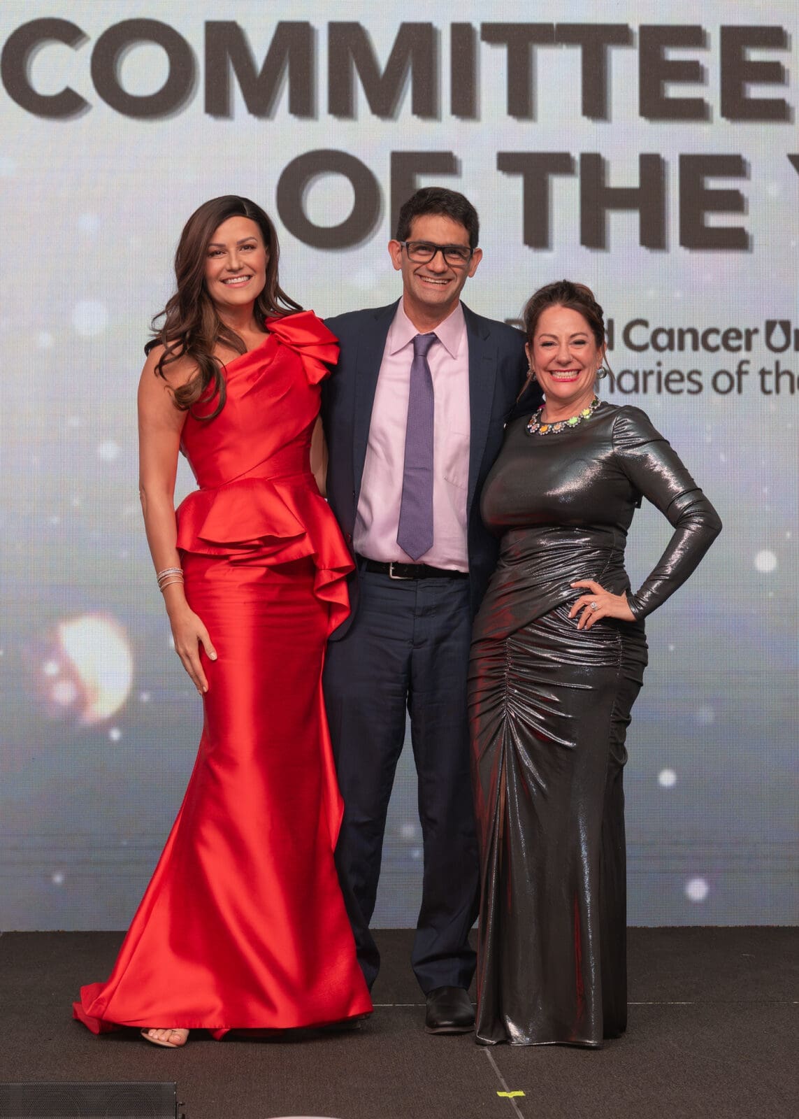 Claudia Walkup, Jose Mota, Peri Patel at the Blood Cancer United Visionaries of the Year gala