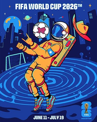 Artist Stephanie Leal's poster design was selected as the official poster for FIFA World Cup 2026 Houston. (Courtesy FIFA)