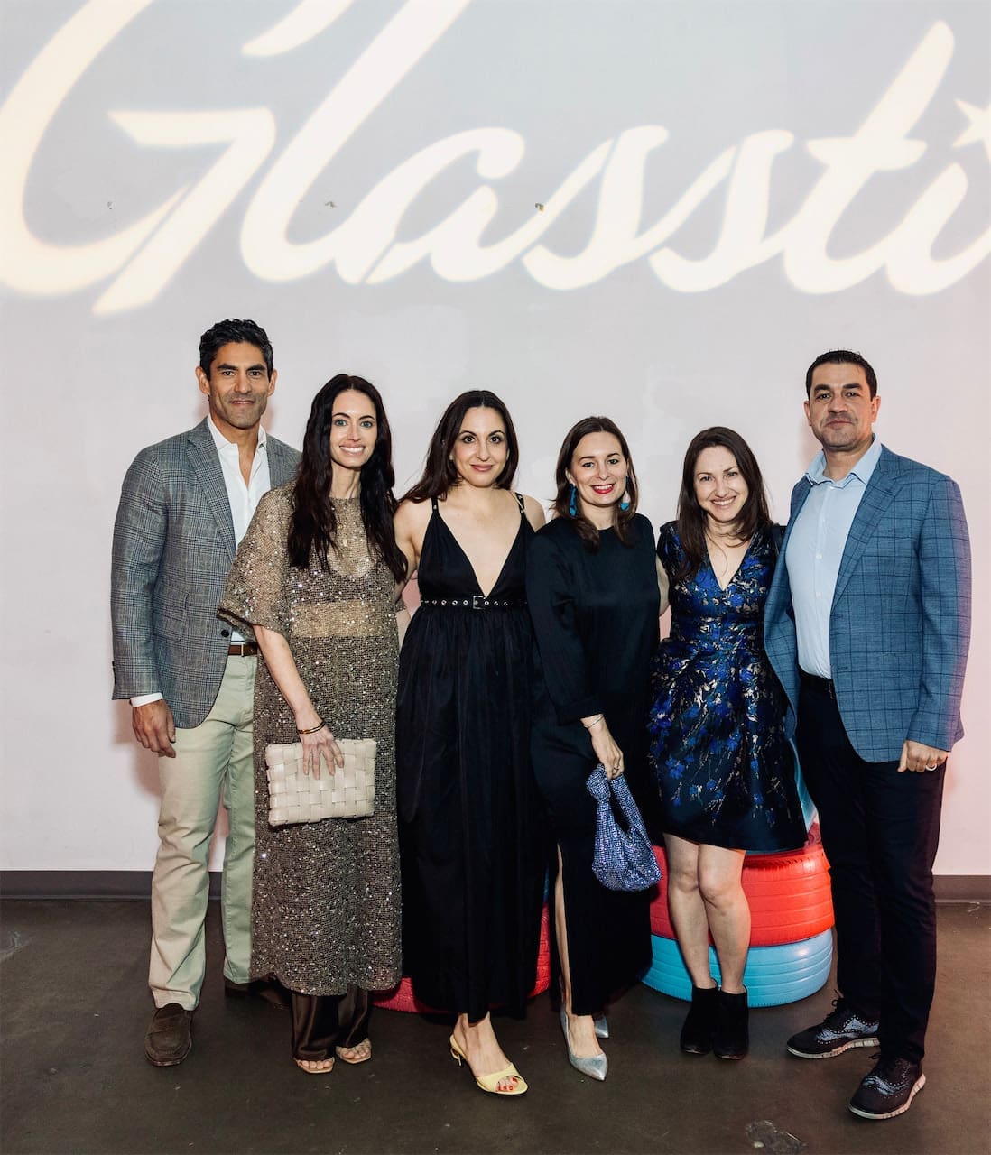 Andrew & Rebecca Shin, Andrea Albin, Emily Stein, Sandra Zalman, Brandon Stein at Glasstire 25th Anniversary Party & Auction (Photo by Jenny Antill Clifton)