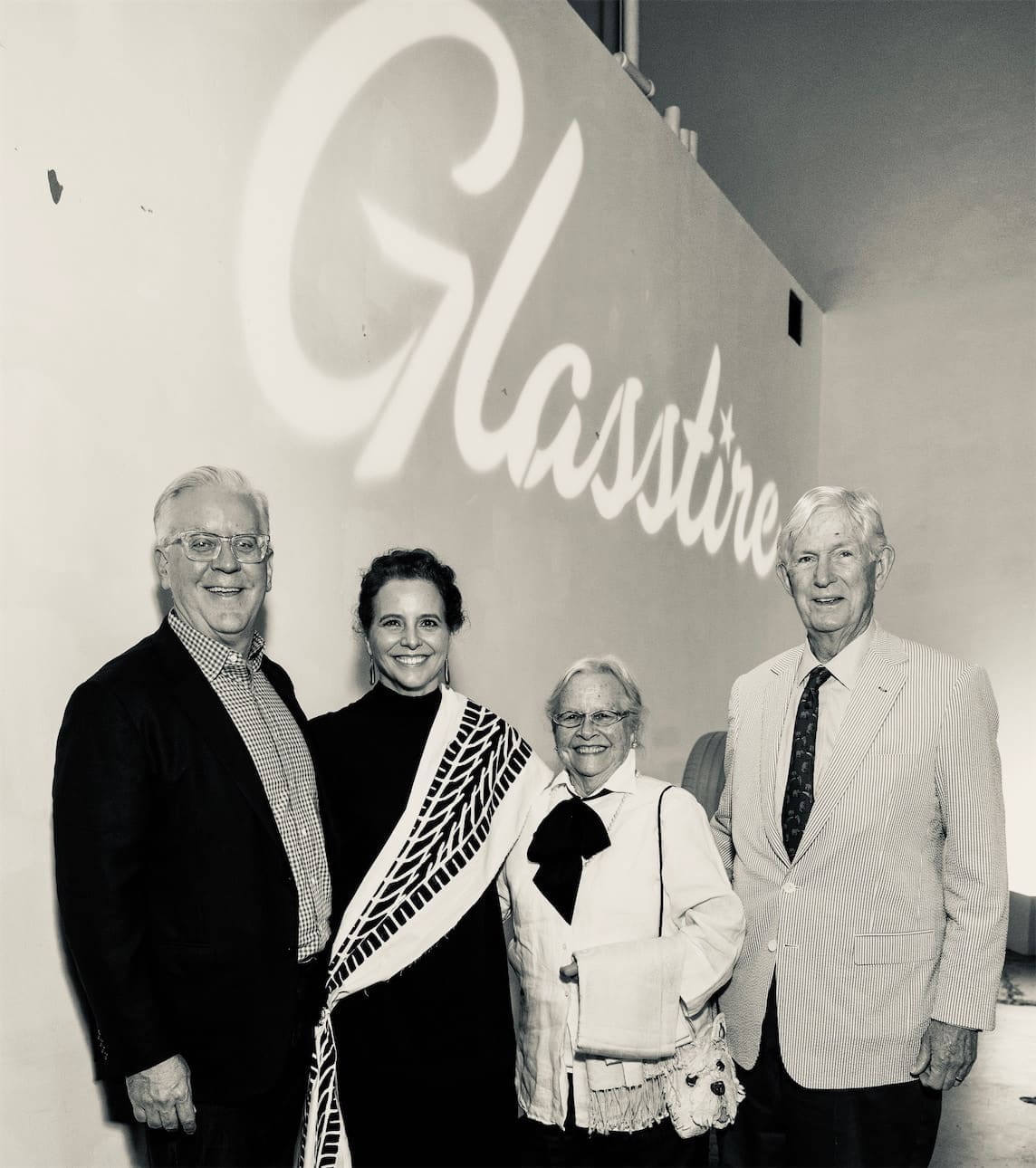 Steve Satterwhite & honoree Rainey Knudson, Sally & Norman Reynolds at Glasstire 25th Anniversary Party & Auction (Photo by Jenny Antill Clifton)