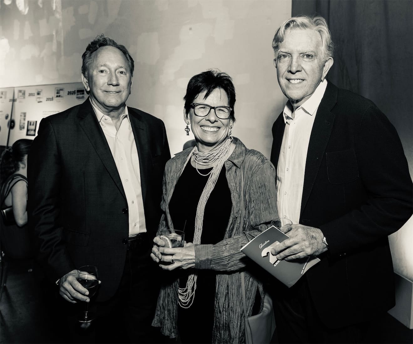 Tim Hurst, Sheryl Kolasinski, Jay Shinn at Glasstire 25th Anniversary Party & Auction (Photo by Jenny Antill Clifton)
