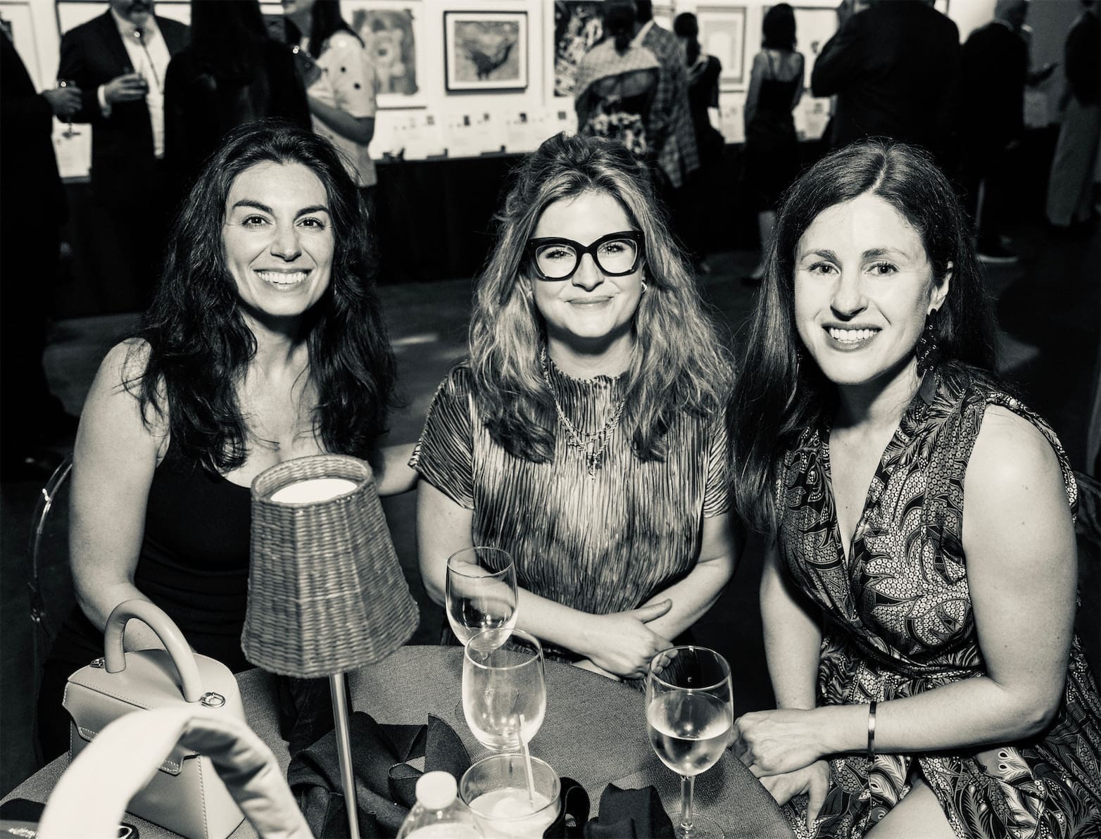 Leyla Ballantyne, Eve French, Linley Stroud at Glasstire 25th Anniversary Party & Auction (Photo by Jenny Antill Clifton)