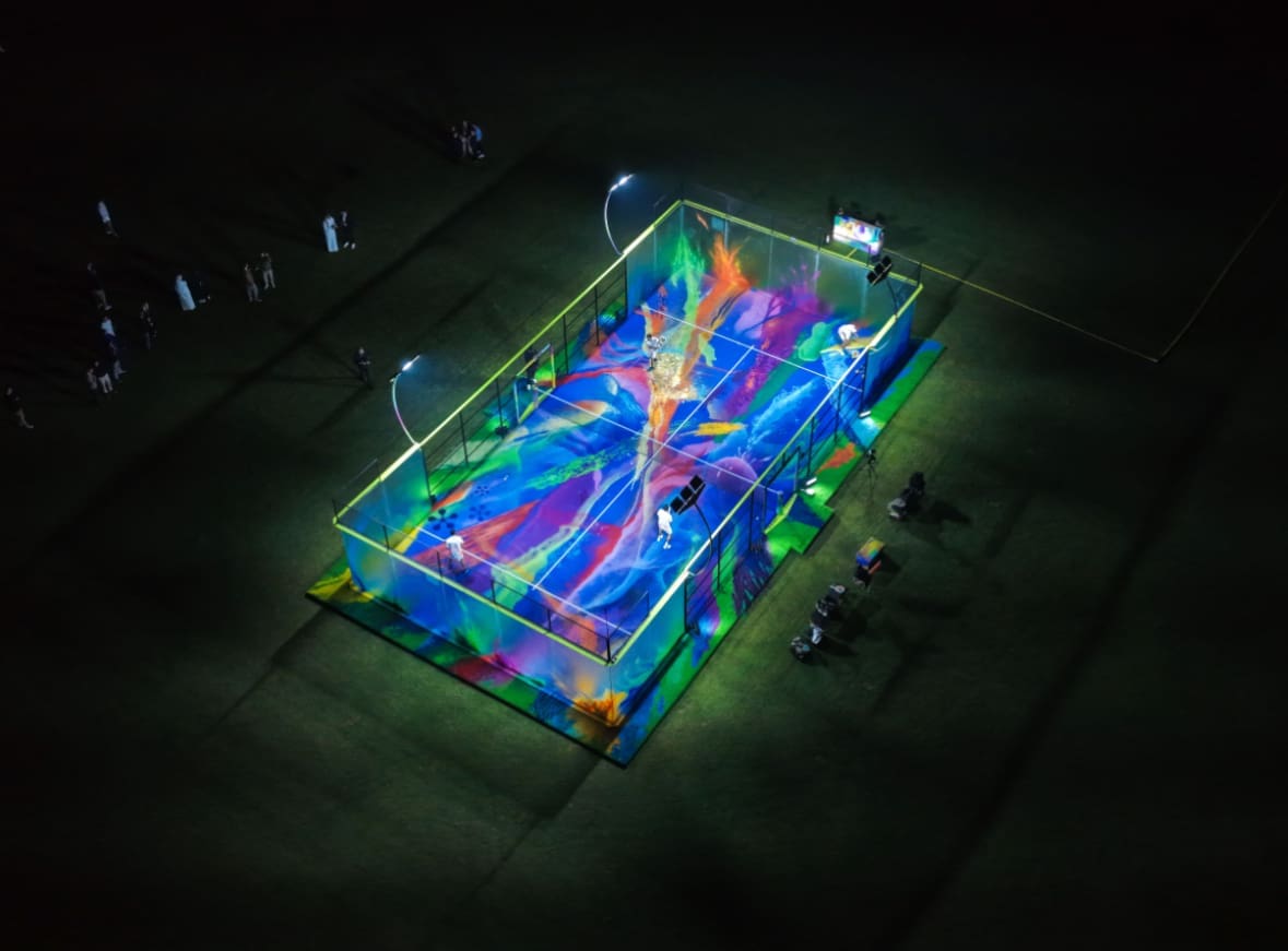 Artist Sebastien "Mr. D 1987" Boileau's work appears at Art Basel Qatar 2026 in Doha, Qatar. (Photo by QSI)