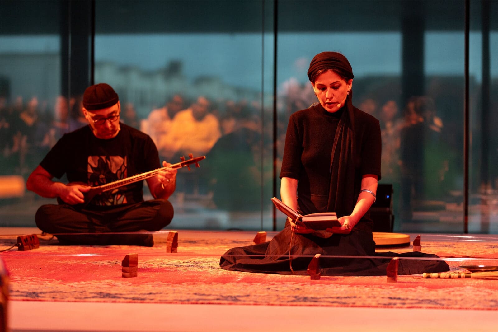 Activation of Raheleh Filsoofi, ShahTár, 2022, at Ismaili Center Houston (Photo by Azhmeer Jesani)