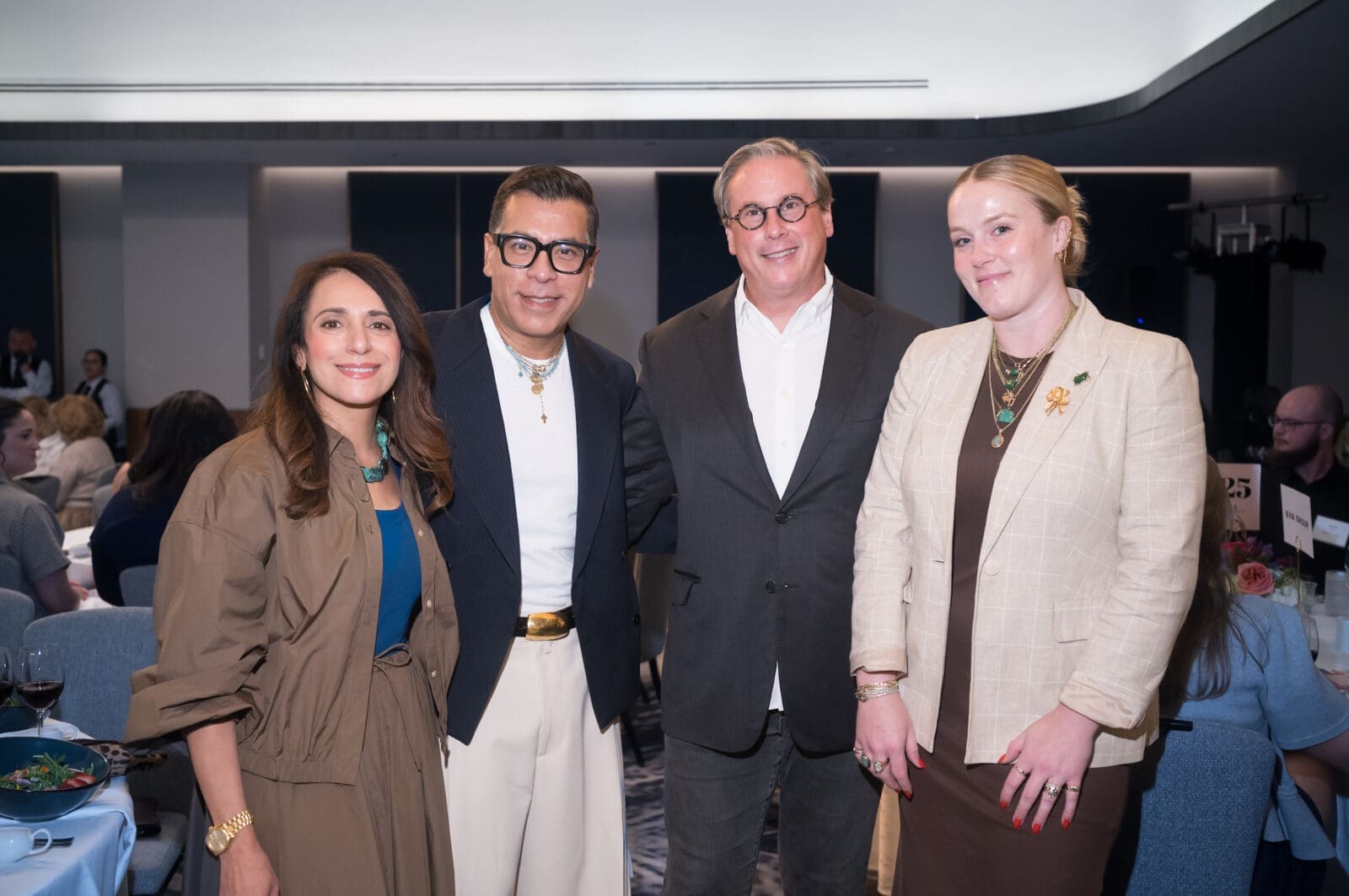 Morgan Shin, Jay Landa, Daniel Turner, Becca Wright at Dress for Success Houston's PowHER Hour dinner fundraiser (Photo by Daniel Ortiz)