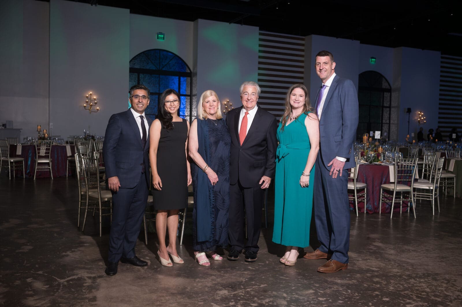 Nick Dhesi, Kristen Wong, Joan Dunlap, David Dunlap, Christy Tinnell, and Robert Tinnell at Family Houston's 'Laughing Matters' evening