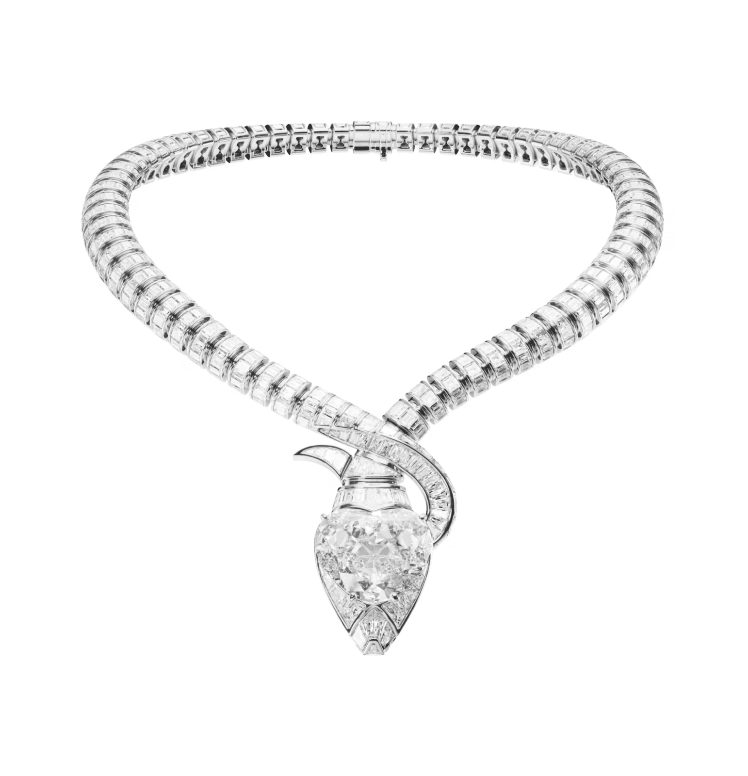 Serpenti Imperial Heart High Jewelry necklace with an historic Galconda 30.75-carat diamond