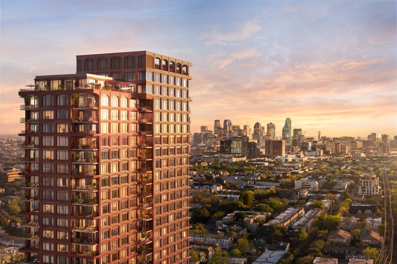 A rendering of the exterior facade of The Lora, the new luxury apartment tower on Knox Street (Courtesy of The Lora)