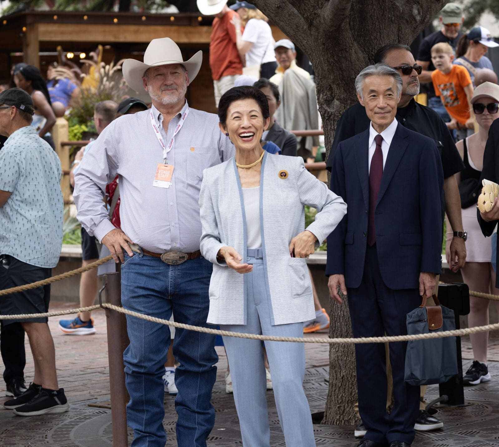 Princess Takamado smiles while visiting the Fort Worth Stockyards. (Photograph by Brooks Burris for Visit Fort Worth)