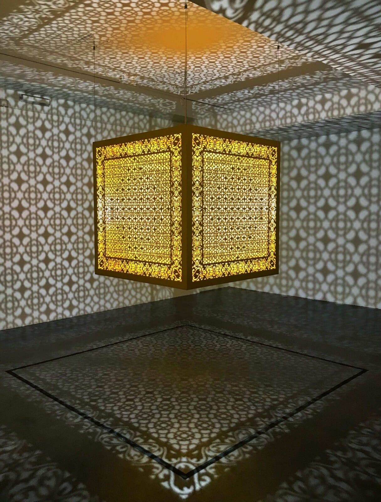 Anila Quayyum Agha, "Hidden Diamond - Saffron," 2019, at Sundaram Tagore Gallery