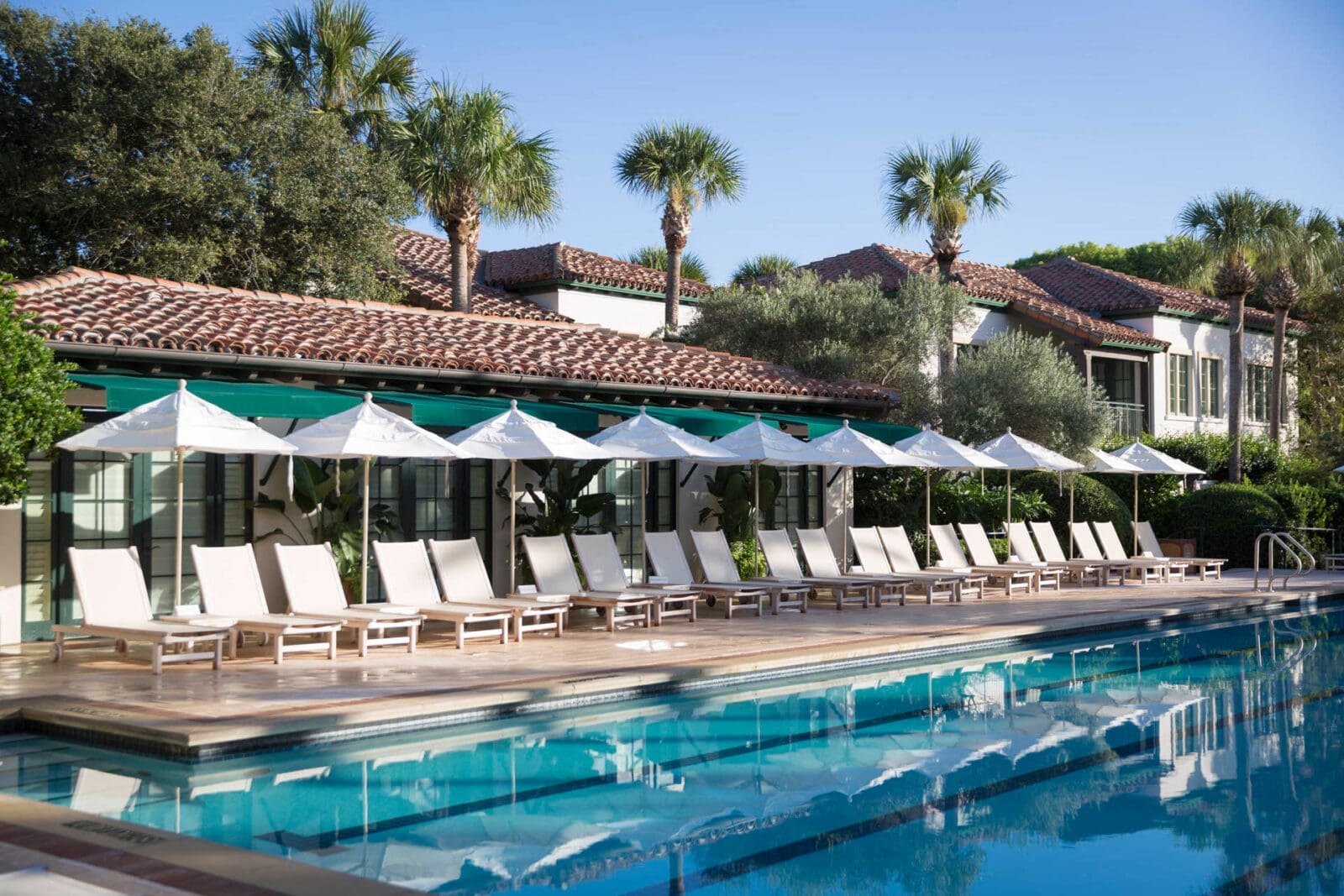 In addition to a family pool and bridge pool with a 20' waterslide, Sea Island offers an adult-only pool. (Photo by Sea Island)