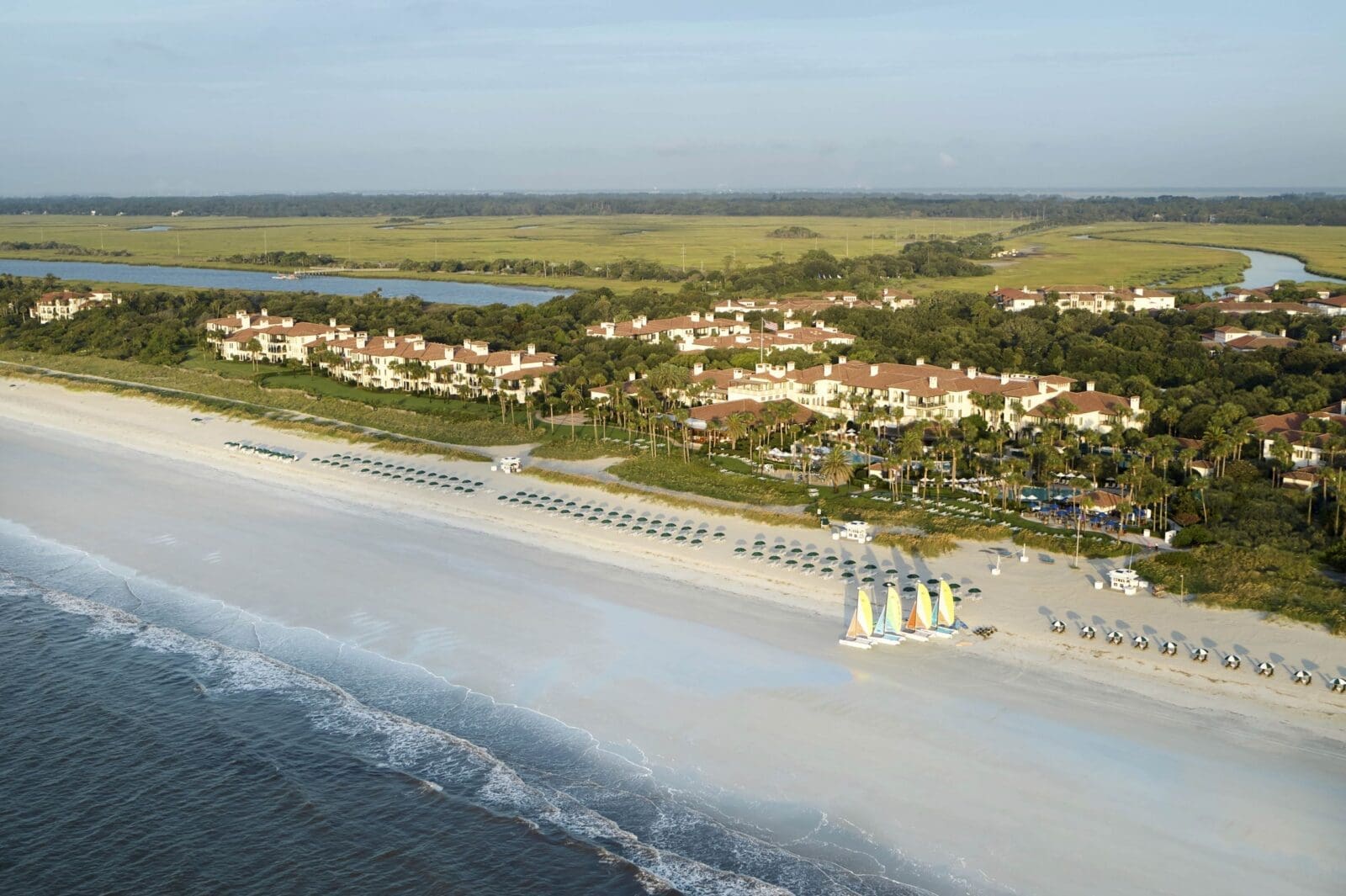 An aerial view of Sea Island's Beach Club (Photo by Sea Island)