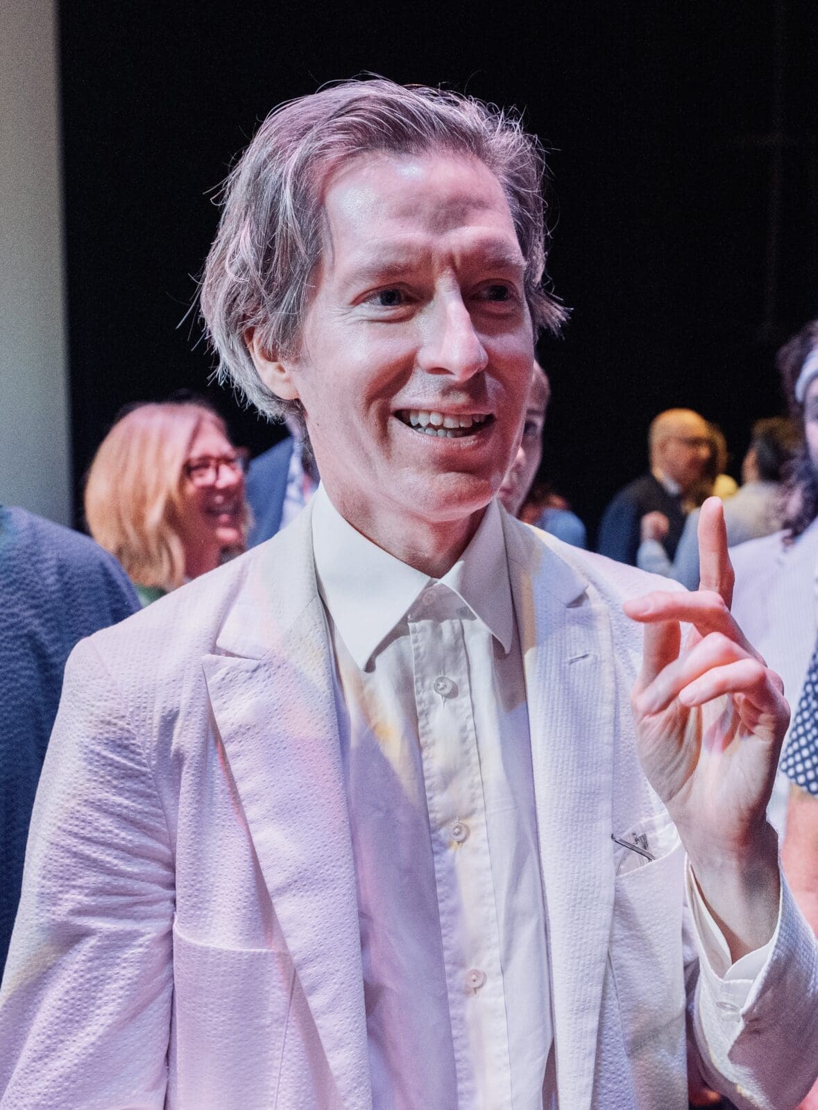Wes Anderson spent time visiting with supporters, expressing gratitude to Houstonians working to preserve Garden Oaks Theater. (Photo by Alan Nguyen)